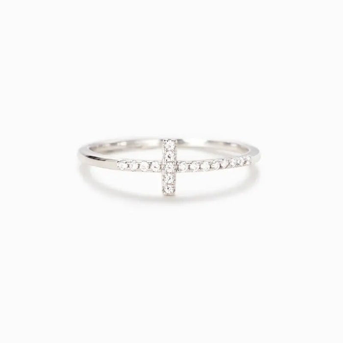 Cross cold style ring punk style single row thin ring