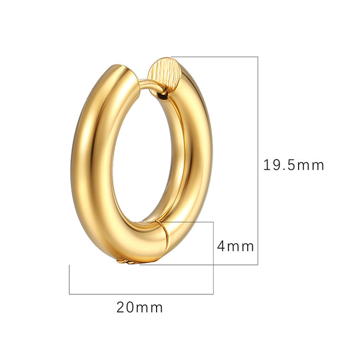 Gold titanium steel earrings for men and women round hoop stainless steel earrings