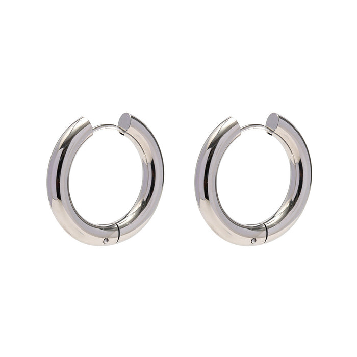 Stainless Steel Solid Hoop Earrings - Non-Fading Titanium Steel Jewelry for Women