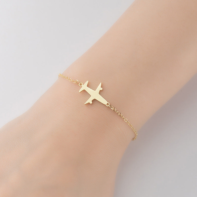 Airplane diamond blade pendant bracelet, Japanese and Korean geometric couple bracelet niche design