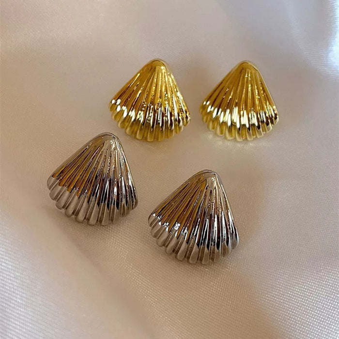 Shell earrings niche design pleated earrings