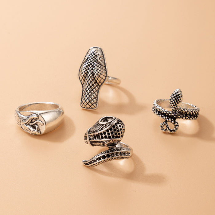 Alloy Animal Snake Shape 4-piece Vintage Ring Set