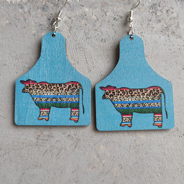 Wooden cow bottle earrings