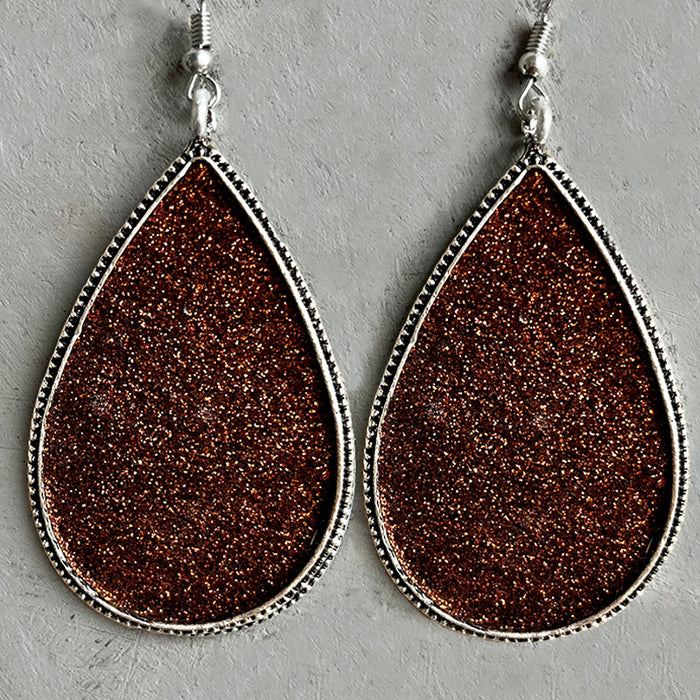 Retro Metal Teardrop Glitter Earrings with Simple and Elegant Design