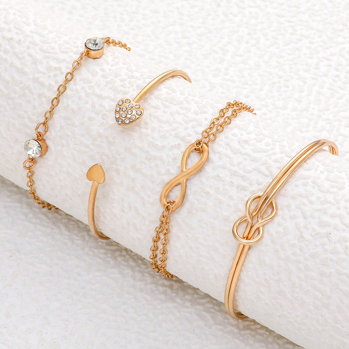 INS-Inspired Heart Cuff Bracelet Set - Retro Lucky Infinity Design