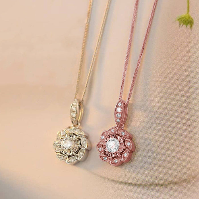 Flower Pendant Necklace Autumn and Winter Necklace Sweater Chain Jewelry