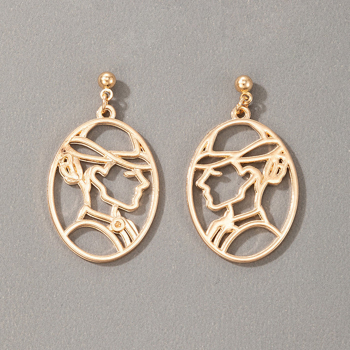 Hollow human face interesting three-dimensional outline earrings