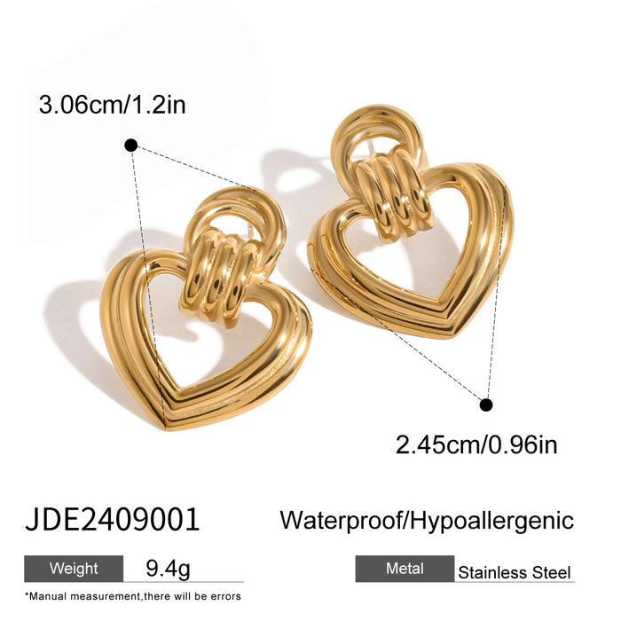 Stainless steel hollow heart earrings niche earrings titanium steel