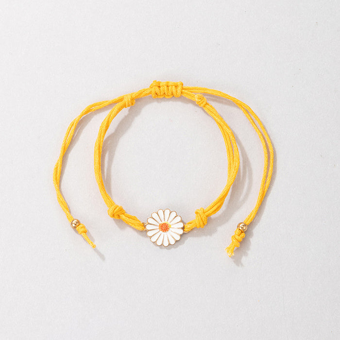 Minimalist Ins-Style Yellow Daisy Flower Single Layer Anklet