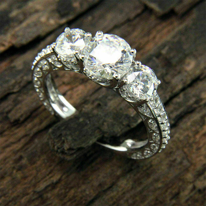 Anillo de compromiso de circonita con ocho corazones y ocho flechas, joyería de boda popular