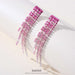 Pink tassel chain diamond earrings