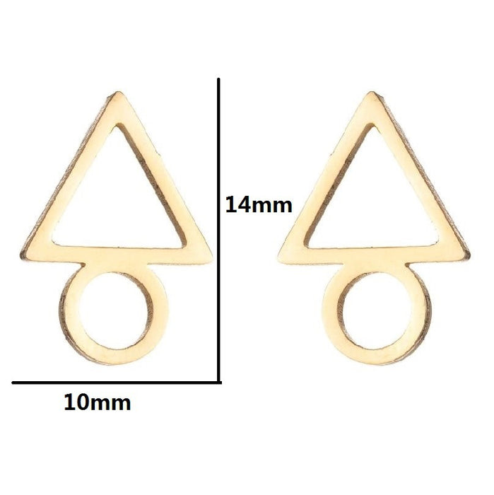 Geometric Circle and Triangle Stainless Steel Ear Cuffs - Modern Jewelry for Women