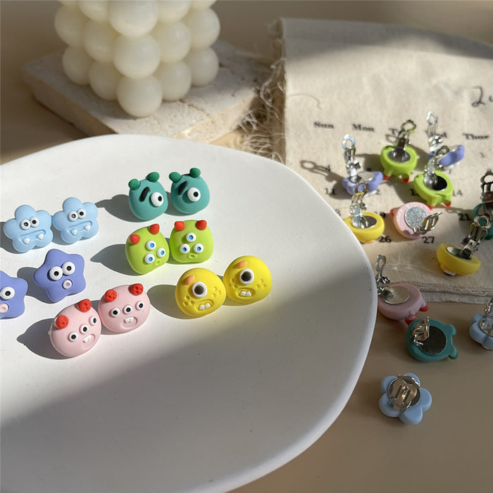 Funny little monster earrings personality cartoon dinosaur animal resin earrings