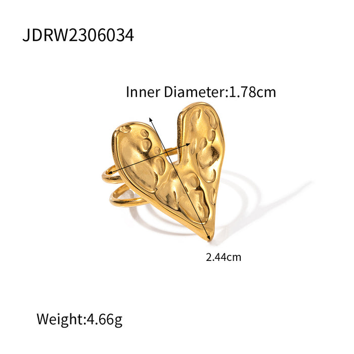 18K Gold Stainless Steel Geometric Ring with Woven Texture