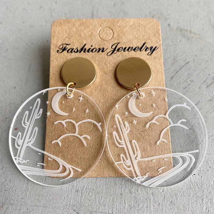 Cactus transparent acrylic earrings