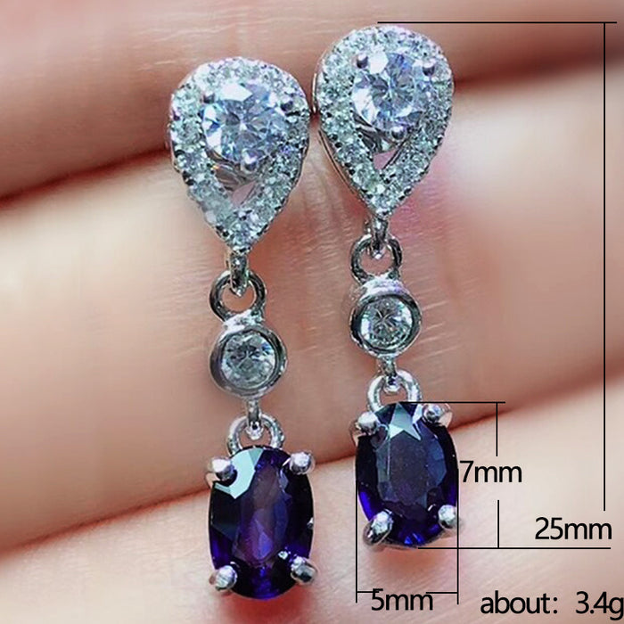 Blue crystal earrings elegant earrings for women