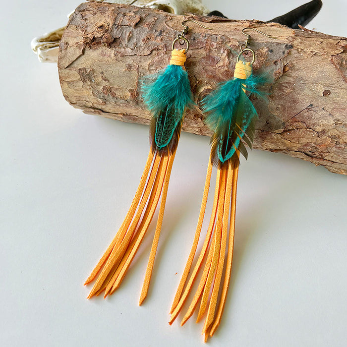 Exaggerated Long Tassel Bohemian Earrings with Western Vintage Style