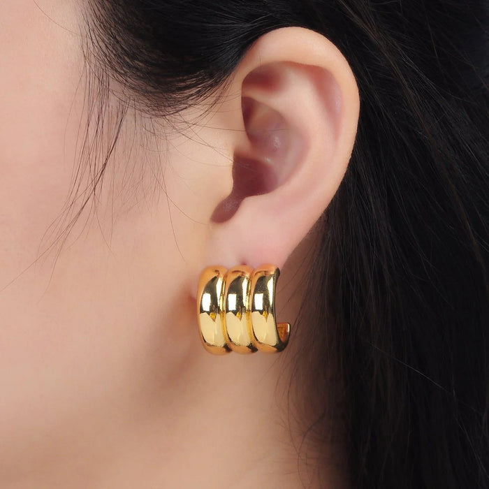 C-shaped earrings, high-end ins earrings, 18k titanium steel design