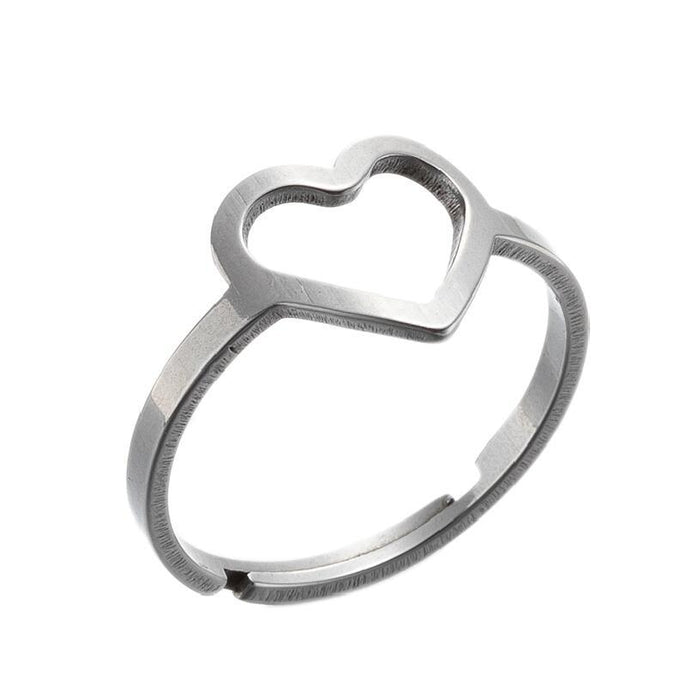 Korean geometric love ring, simple heart-shaped open ring wholesale