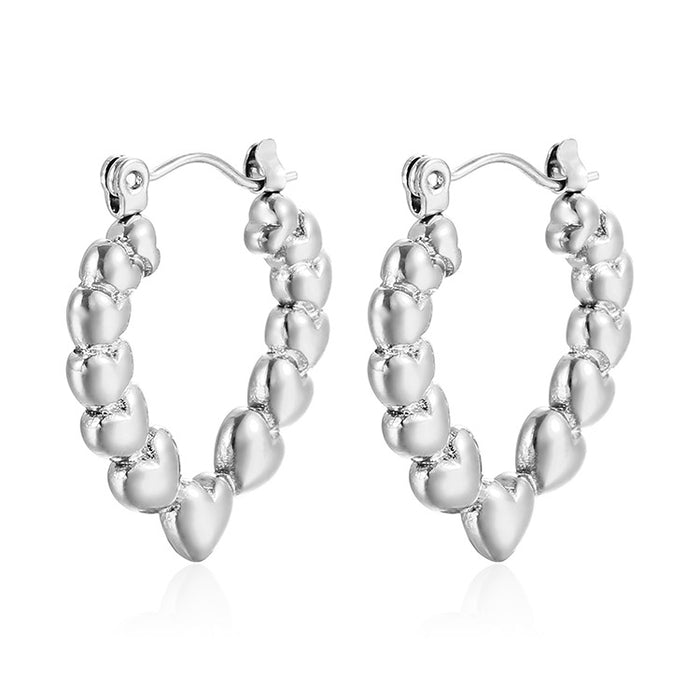 Hydraulic Beads Love Stainless Steel Earrings Light Luxury 18K Gold