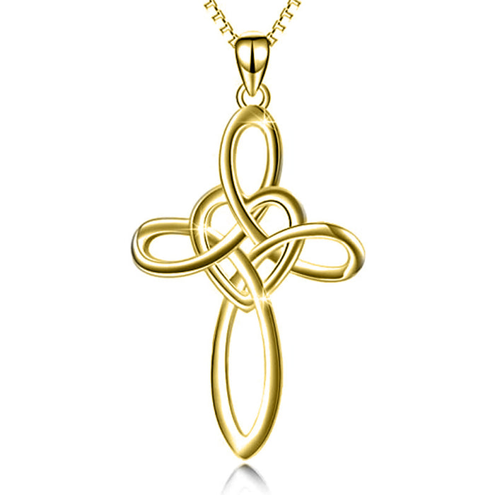 Love cross pendant simple style peace knot women's necklace