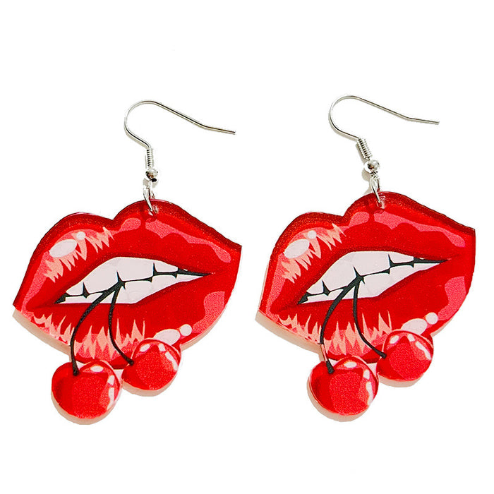 Red Valentine Lips Acrylic Earrings - wallojewerly 