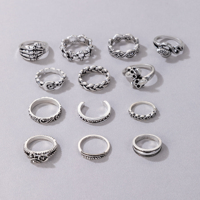 Simple Gold Polished 12-Piece Ring Set