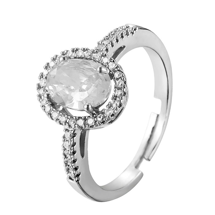 Wholesale copper micro-painted zircon oval open ring