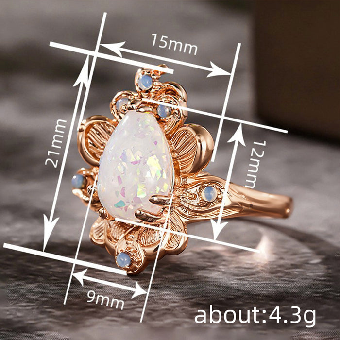 Women's sweet and cool water drop hollow ring