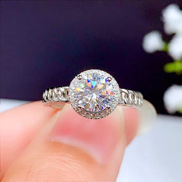 Micro-paved AAA zircon platinum diamond ring