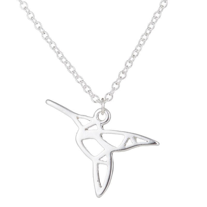 Origami hummingbird pendant necklace, niche design creative simple stainless steel animal accessories cross-border wholesale