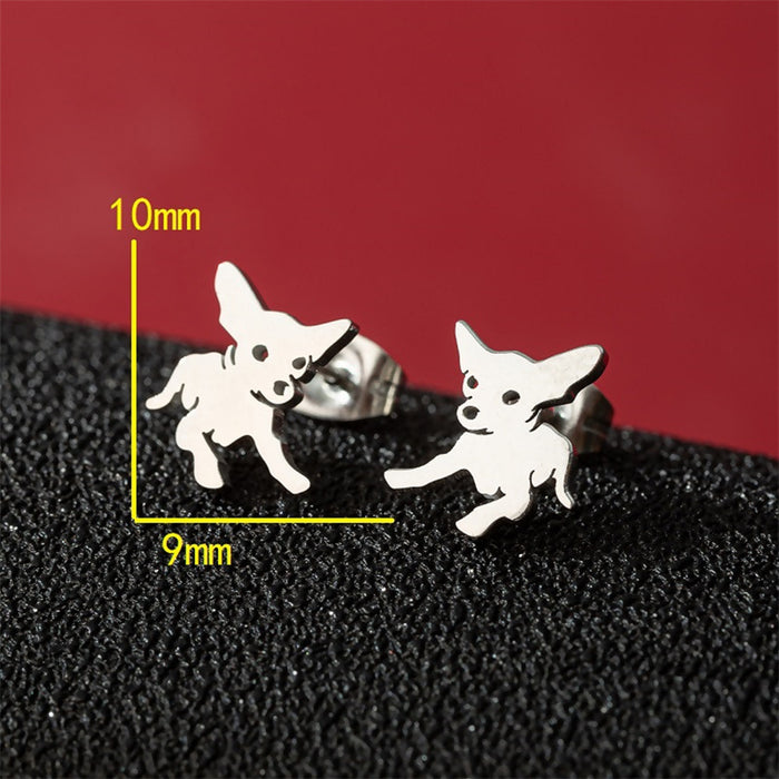 Dog and Cat Stainless Steel Stud Earrings - Cute and Playful Animal Jewelry