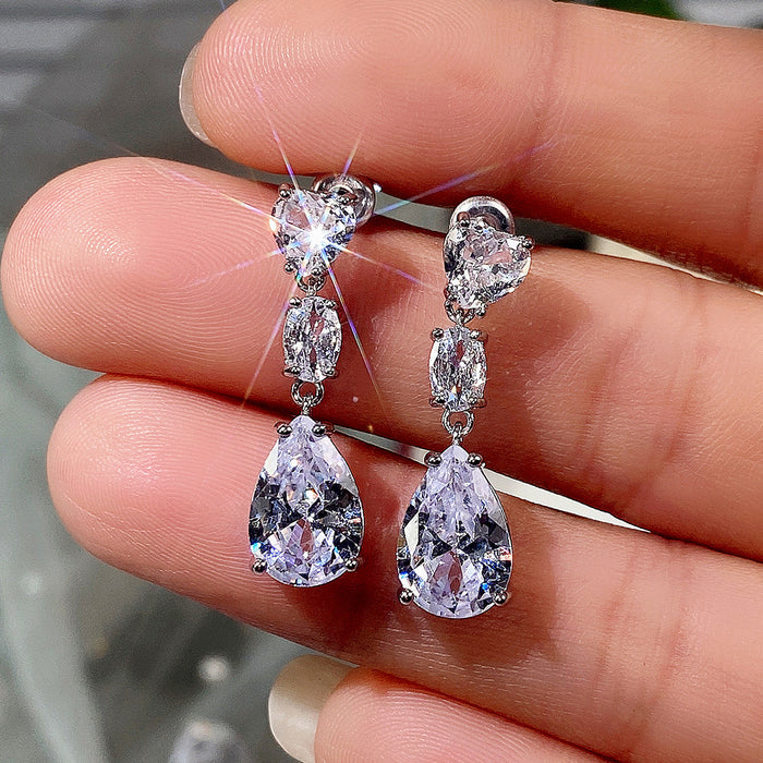 Pink zircon teardrop earrings for women