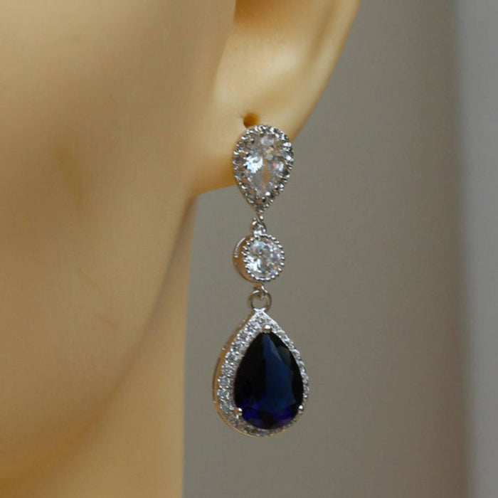 Zircon long earrings beautiful earrings