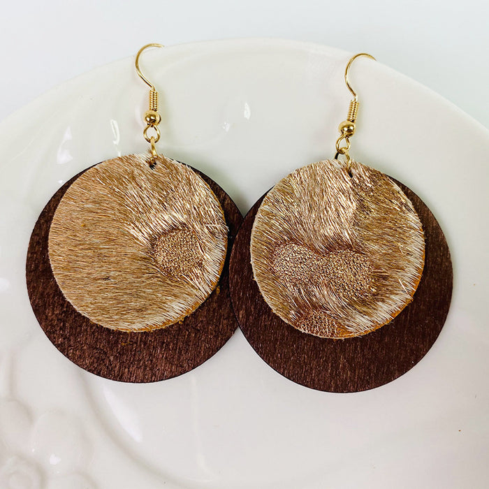 Wooden leopard print earrings