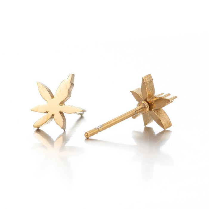 Leaf and Maple Leaf Stainless Steel Ear Cuffs - Sweet and Fresh Nature-Inspired Jewelry