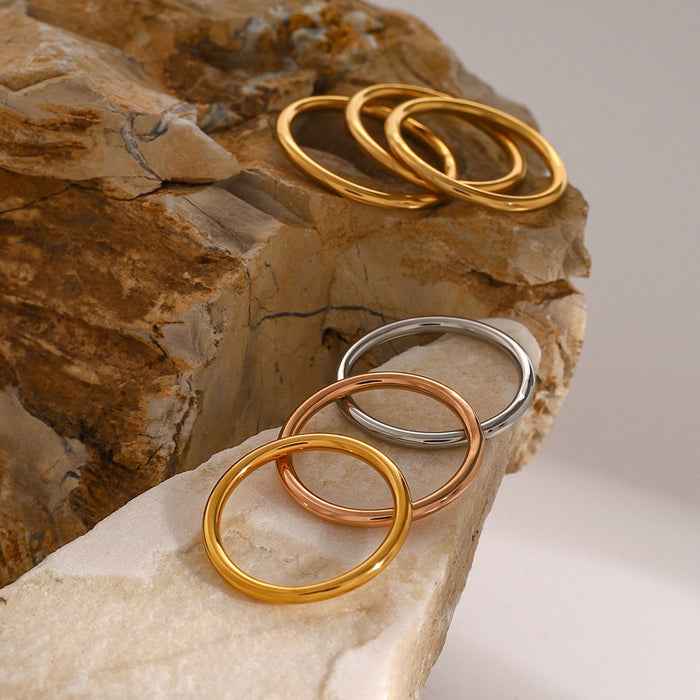 Stainless Steel Minimalist Ring - High-End Ins Style Gold Color Tarnish-Resistant Rings