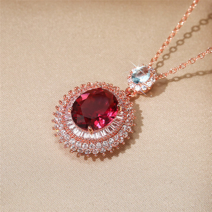 Ruby Pendant Colored Gemstone Series Necklace One Piece Dropshipping