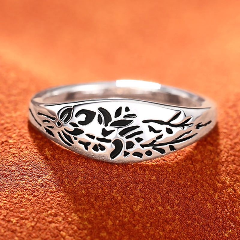 Simple creative floral ring fashionable metallic female ring