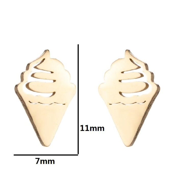 Ice Cream Cone Stainless Steel Stud Earrings - Sweet and Fun Summer Jewelry