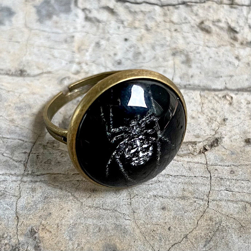 Glass Open Ring with Time Gemstone for Christmas and Halloween - Unique and Trendy Western Style for Women - wallojewerly 