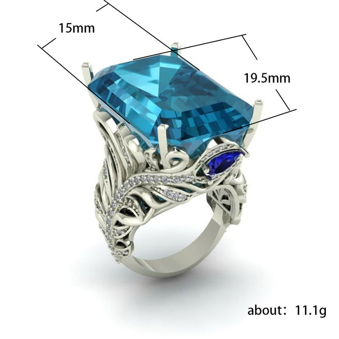 Oversized crystal ring for women anniversary ring