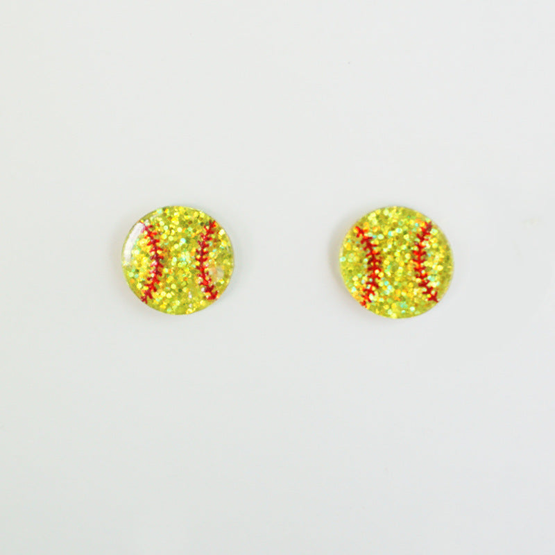 Acrylic Football Baseball Soccer Softball Volleyball Earrings - wallojewerly 