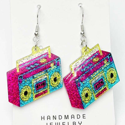 Fluorescent Acrylic Radio Earrings