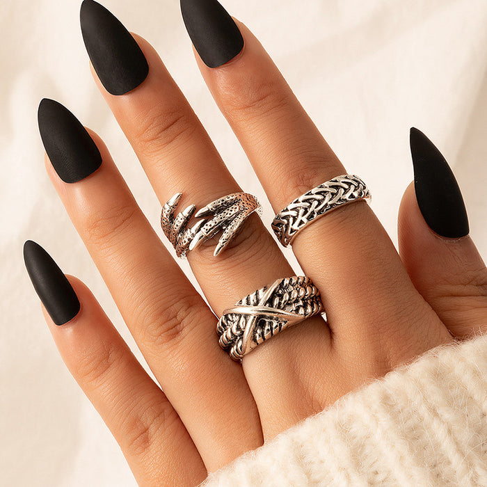 Retro Ethnic Snake Star Rings Set - 9pcs Set