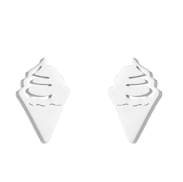 Ice Cream Cone Stainless Steel Stud Earrings - Sweet and Fun Summer Jewelry