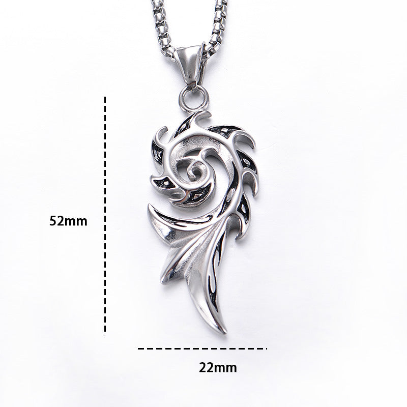 Flame spiral stainless steel necklace - wallojewerly 