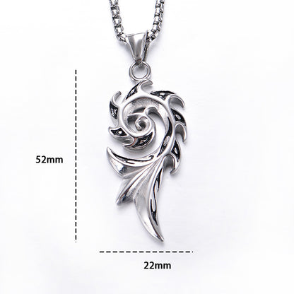 Flame spiral stainless steel necklace - wallojewerly 