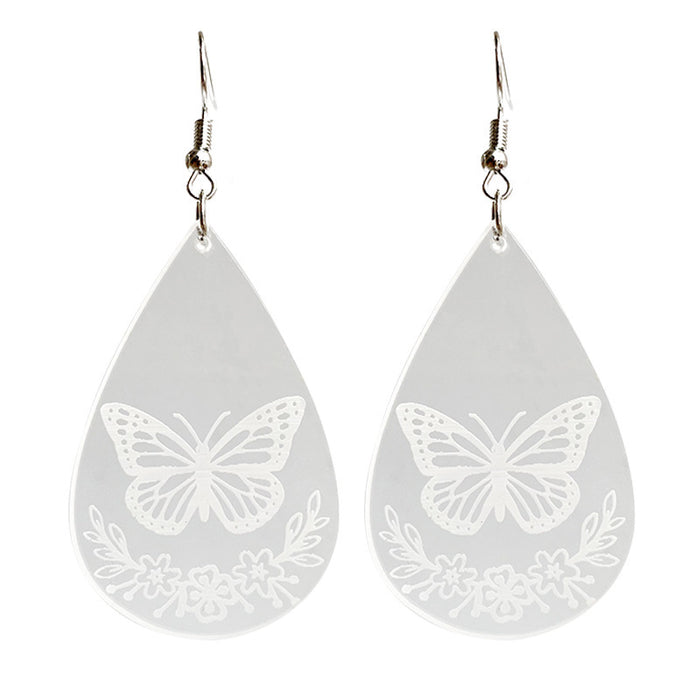 Transparent Acrylic Water Drop Bee Butterfly Earrings - wallojewerly 