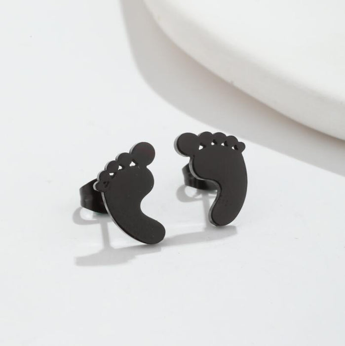 Baby Footprint Stainless Steel Stud Earrings - Cute and Heartfelt Jewelry for Mothers